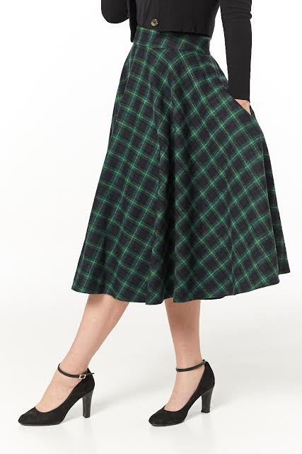 Blue plaid swing outlet skirt