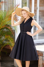 Load image into Gallery viewer, MISS LULO- BLACK LINEN DRESS
