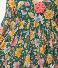 Load image into Gallery viewer, UNIQUE VINTAGE- BELL SLEEVE GREEN FLORAL MOD
