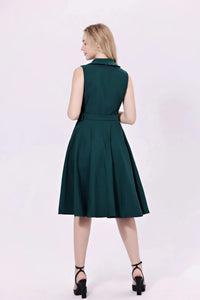 MISS LULO- SLEEVELESS FOREST GREEN DRESS