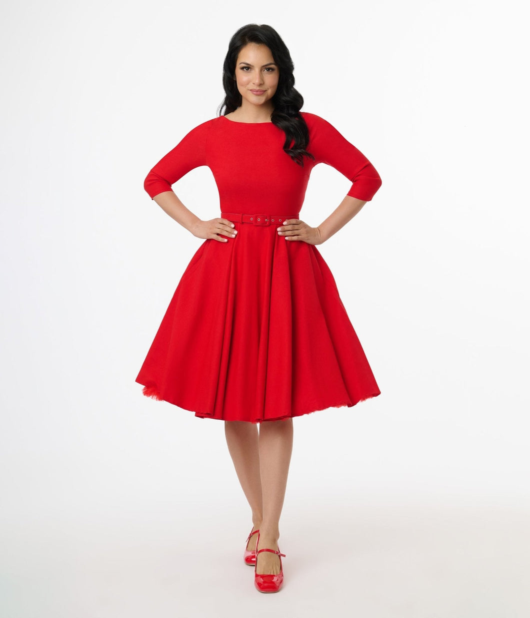 UNIQUE VINTAGE - RED DEVON SWING DRESS