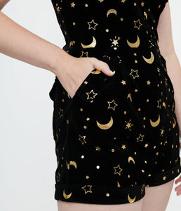 UNIQUE VINTAGE - GOLD MOON AND STAR ROMPER