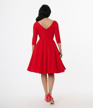 Load image into Gallery viewer, UNIQUE VINTAGE - RED DEVON SWING DRESS
