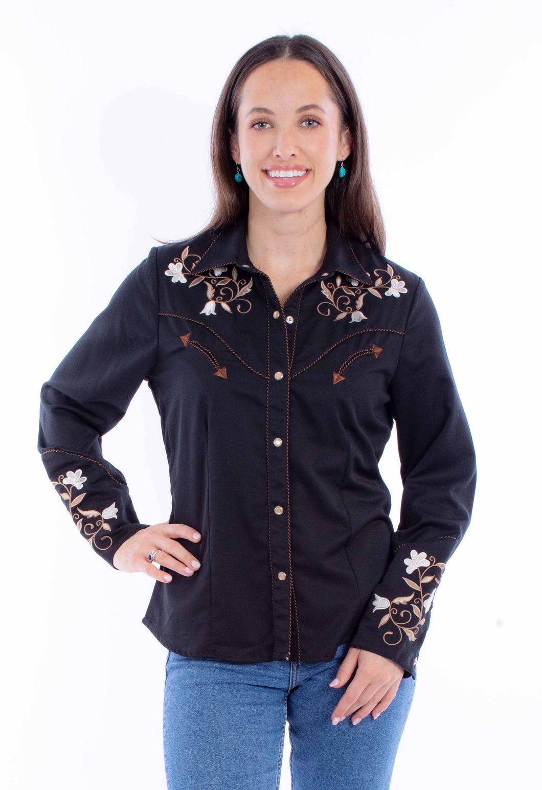 SCULLY- FLORAL EMBROIDERED WESTERN BLOUSE