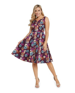 EVA ROSE- PLUM DAISY FIT & FLARE