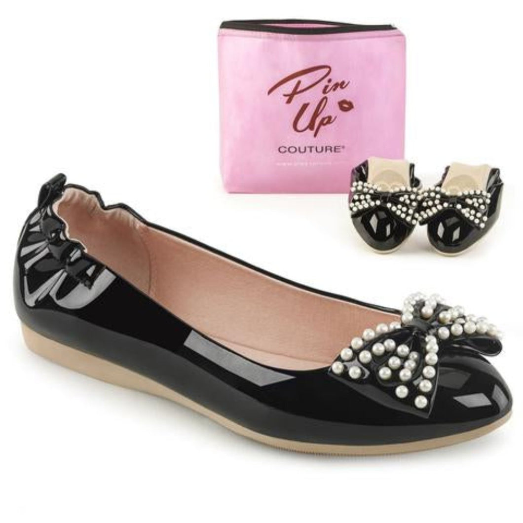 PIN UP COUTURE- IVY BLACK OR PINK PAT FLATS