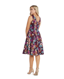 EVA ROSE- PLUM DAISY FIT & FLARE