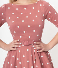 Load image into Gallery viewer, UNIQUE VINTAGE- DOTTED DRESS ROSE OR BLACK

